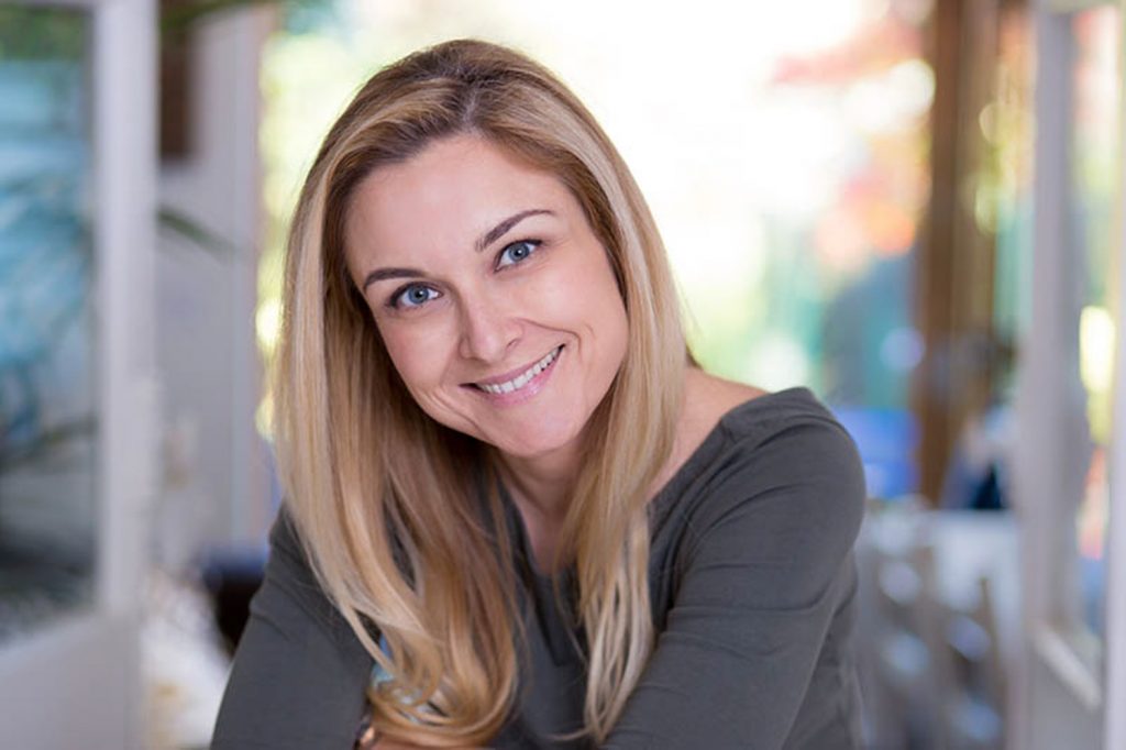 Beautiful blonde woman smiling